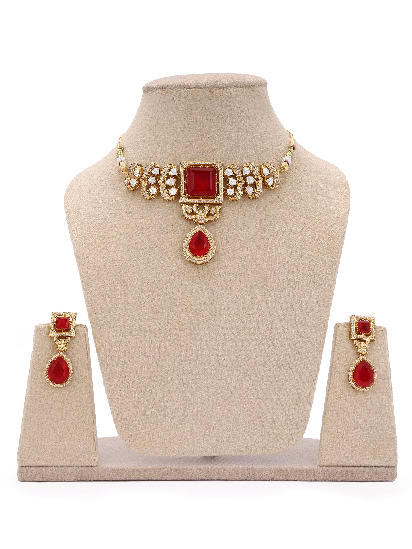 Giftssho Moissanite Polki Necklace Set