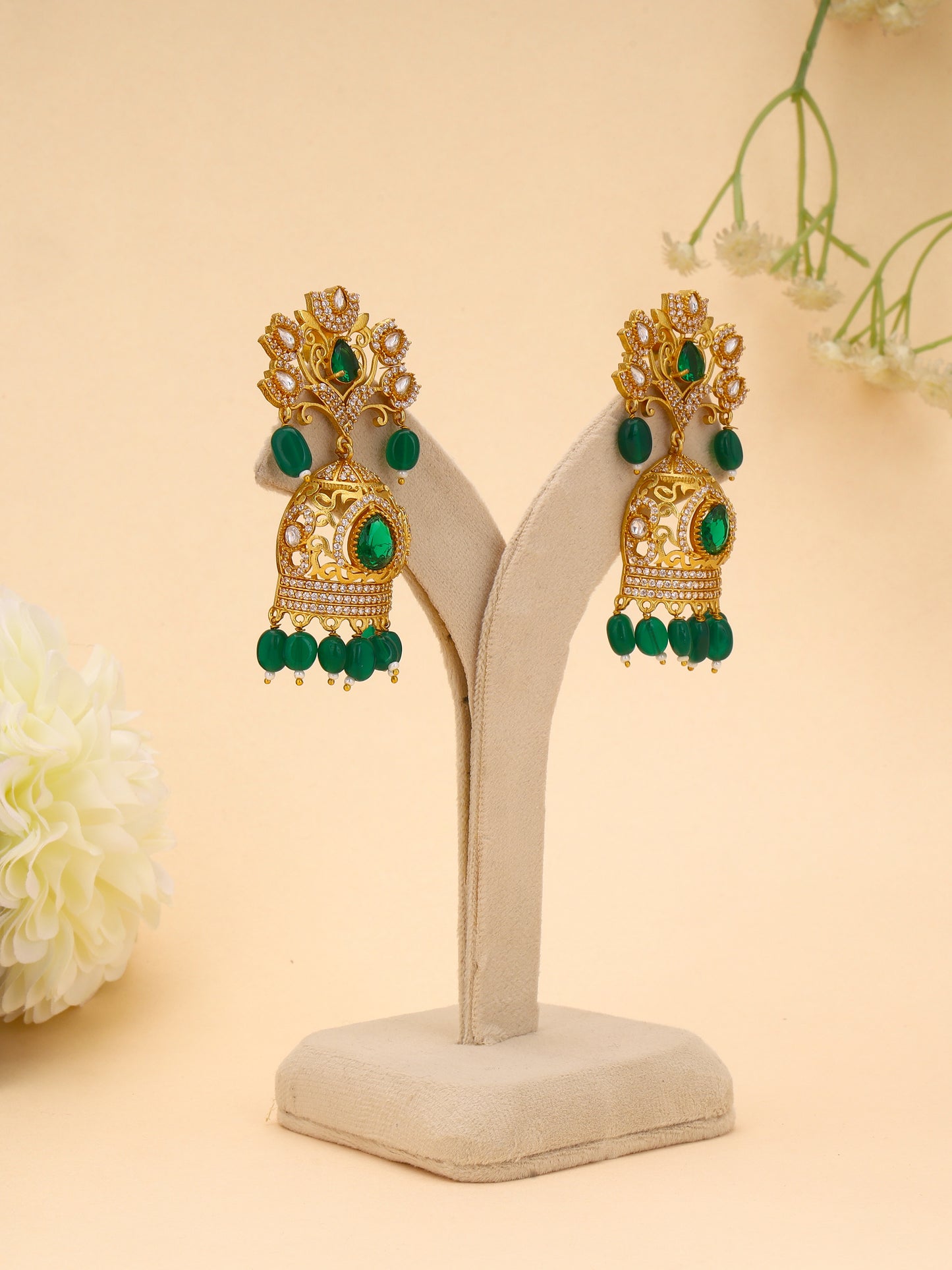 Giftssho Brass Handmade Indian Traditional Golden Religion Handcrafted Special Popular Earrings