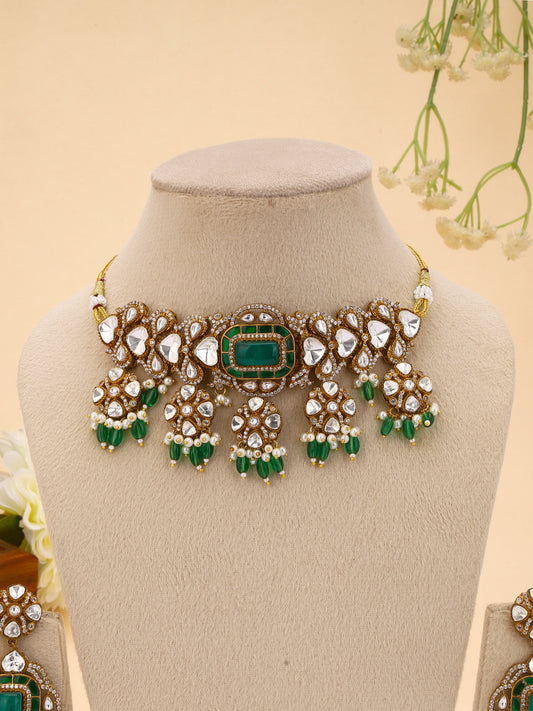 Giftssho Polki Jwellery Set With Brass Metal
