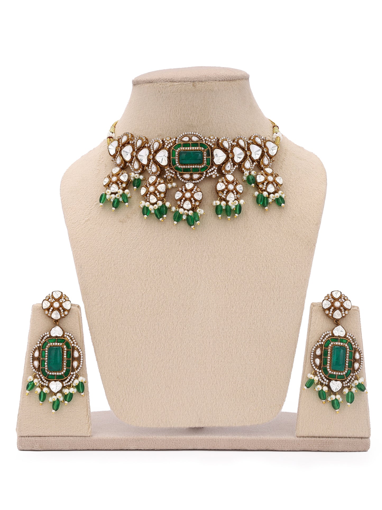 Giftssho Polki Jwellery Set With Brass Metal