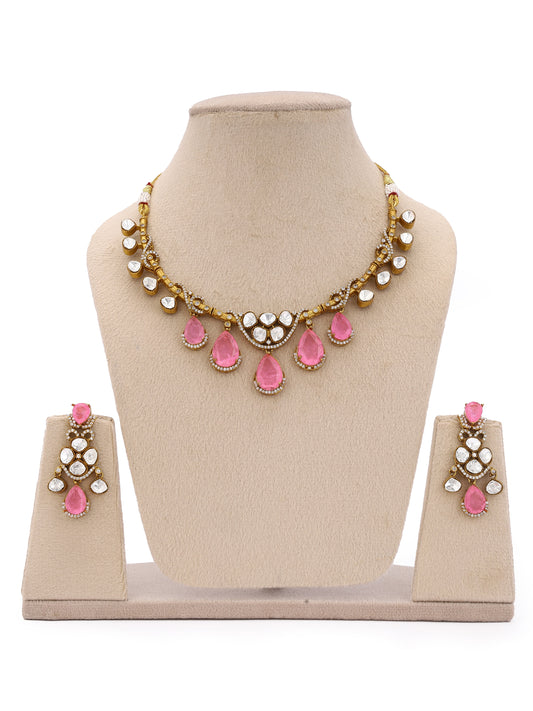 Giftssho Mozonite Polki Neckles Set