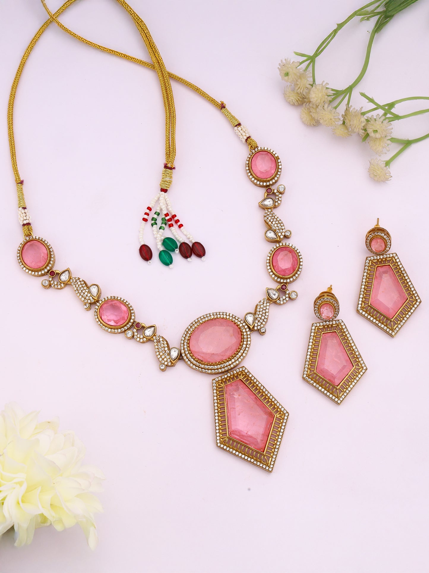 Giftssho Moissanite Polki Necklace Set