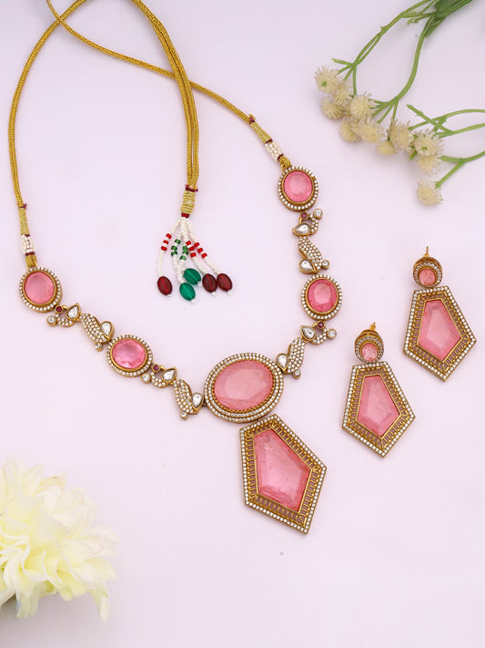 Giftssho Moissanite Polki Necklace Set