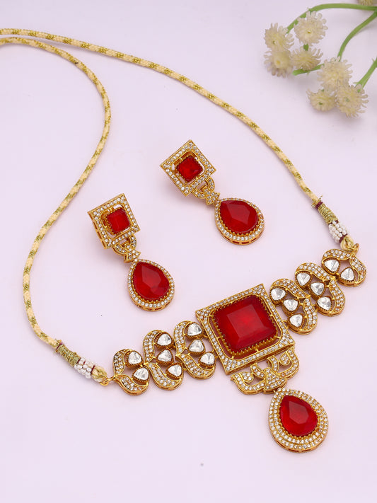 Giftssho Moissanite Polki Necklace Set