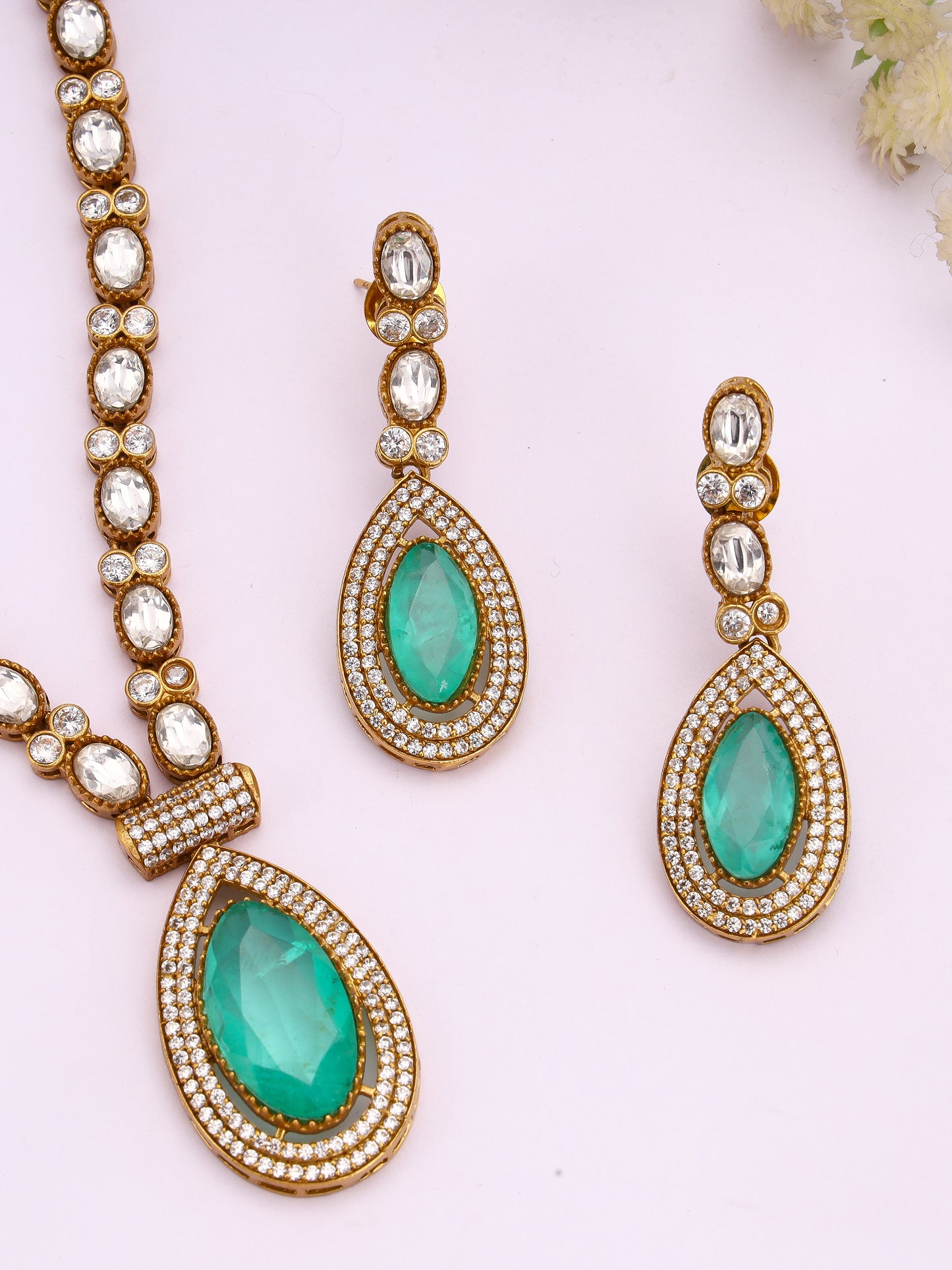 Giftssho Moissanite Polki Necklace Set