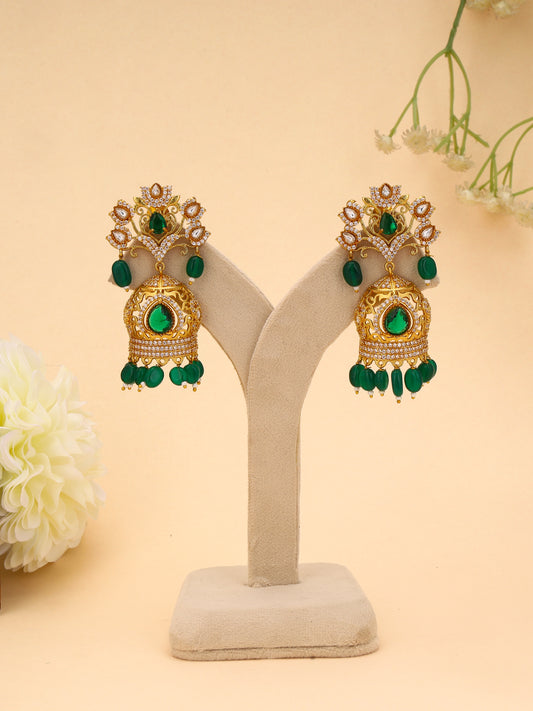 Giftssho Brass Handmade Indian Traditional Golden Religion Handcrafted Special Popular Earrings